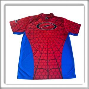 CoolWick Marvel Spiderman Retro Sash Quarter Zip Bowling Jersey Shirt Size 2XL